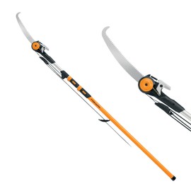 Fiskars 7-16 ft. Extendable 2-in-1 Pruner and Pole Saw For Tree Trimming, Tree Trimmer with Chain-Drive for Cutting Branches up to 1.25" Diameter with More Power, Garden Tools