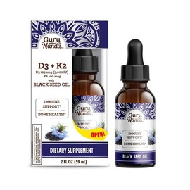 Gurunanda Cold Pressed Black Seed Oil with Vitamin D3, K2, & E