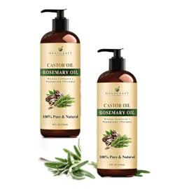 🌿🧴 Handcraft Castor & Rosemary Oil 236ml – 100% Pure Dual-Action Formula for Hair Growth & Scalp Nourishment 🌱💪