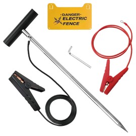 Electric Fence Ground Rod Kit with Clips & Cables, Jumper Leads for Solar Fence Energizers, Farm Fence Grounding Protection