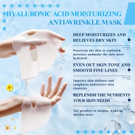 Pack of 6 Moisturising Cloth Mask, Beauty Anti-Wrinkle Mask, Face Mask with Hyaluronic Acid, Repairs Skin Barriers, Hydrating Mask Face Reduces Wrinkles for Most Skin, Blue