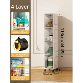 Slim Storage Drawers with Wheels for Narrow Spaces, Rolling Plastic Organizer for Bathroom Kitchen Laundry Roomcolor: White/4 layers, size: Large