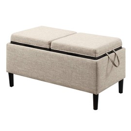 Convenience Concepts Designs4Comfort Magnolia Storage Ottoman with Trays, Tan Fabric