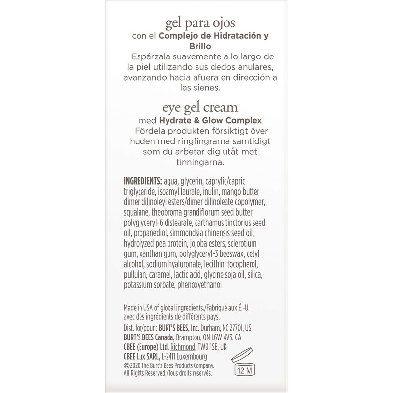 Burt's Bees Crema de ojos en gel Truly Glowing 14,1