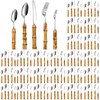 Bamboo Silverware Set 18/8 Stainless Steel Tableware Set Natural Bamboo