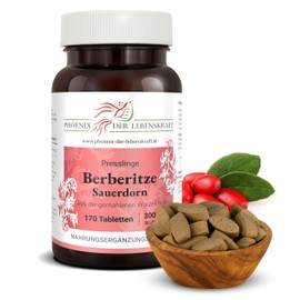 Barberry Tablets 300 mg | 170 Tablets Berberis Vulgaris | Top Premium Quality from Austria | Vegan Tablets Instead of Capsules without Additives | Sororn, Barberry Shrub