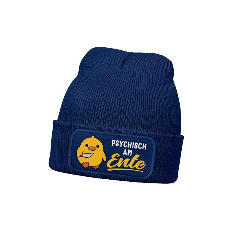 MoonWorks® Men's Beanie with Patch Knitted Hat Saying Meme Psychical