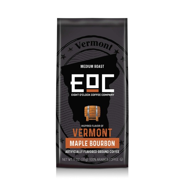 Eight O'Clock Coffee Flavors of America Ground Coffee, Vermont Maple Bourbon, 11 Ounce, 100% Arabica, Kosher Certified