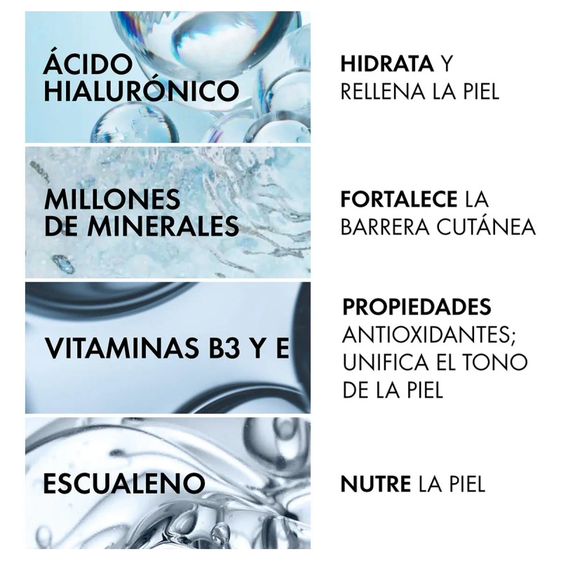 Vichy Minéral Crema Facial Hidratante 72h Ácido Hialurónico Escualeno Uso