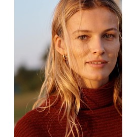 sovesi Chunky Gold Hoop Earrings for Women, 14K Real Gold Plated Thick Hoops Earrings with 925 Sterling Silver Post, Gold and Silver Hoop Earrings for Women Set 25mm