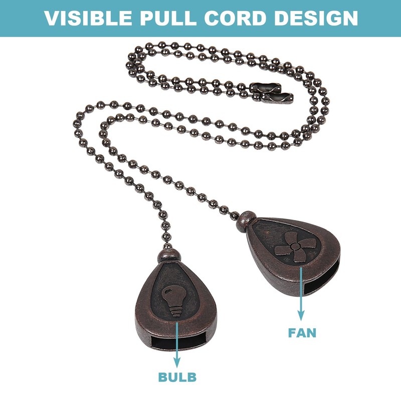 SmoTecQ Ceiling Fan Pull Chain Extenders 2 Pack, Decorative Waterdrop