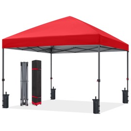 ABCCANOPY Pop Up Canopy - Outdoor Patio Portable Canopy Tent Heavy Duty for Backyard and Deck with 4 Sandbags(Red, 8x8)