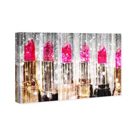The Oliver Gal Artist Co. Fashion and Glam Wall Art Canvas Prints 'Lipstick Collection' Home Décor, 36" x 24", Pink, Gold