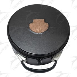 UK EMPIRE GROUP Masonic Crown Cap Case ST Thomas Of Acon Black Leather, Embroidered Emblem (Brown) – Freemason Hat Carrying Storage Box