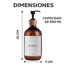 FSY FASILYT Kit de 3 Dispensadores de Jabon | 500 ML de Capacidad | Set de Juego de Baño para Manos | Botellas Dispensadoras de Shampoo (Ambar)