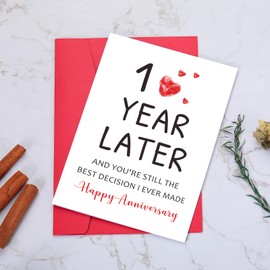 Sweetest Day Card 1 Year Anniversary Card Gifts for Men Women One Years Anniversary for Couple Boyfriend 1st Year Paper Anniversary Giftss for Husband Wife Wedding Birthday Christmas Valentines Gifts