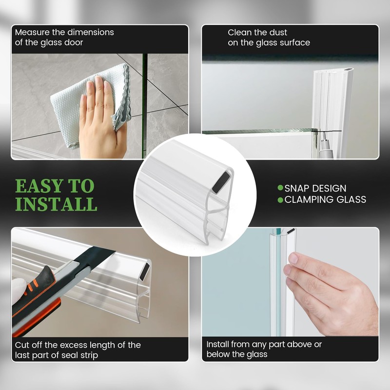 Bathroom Shower Glass Door Side Seal Strips, Length 78 Inch