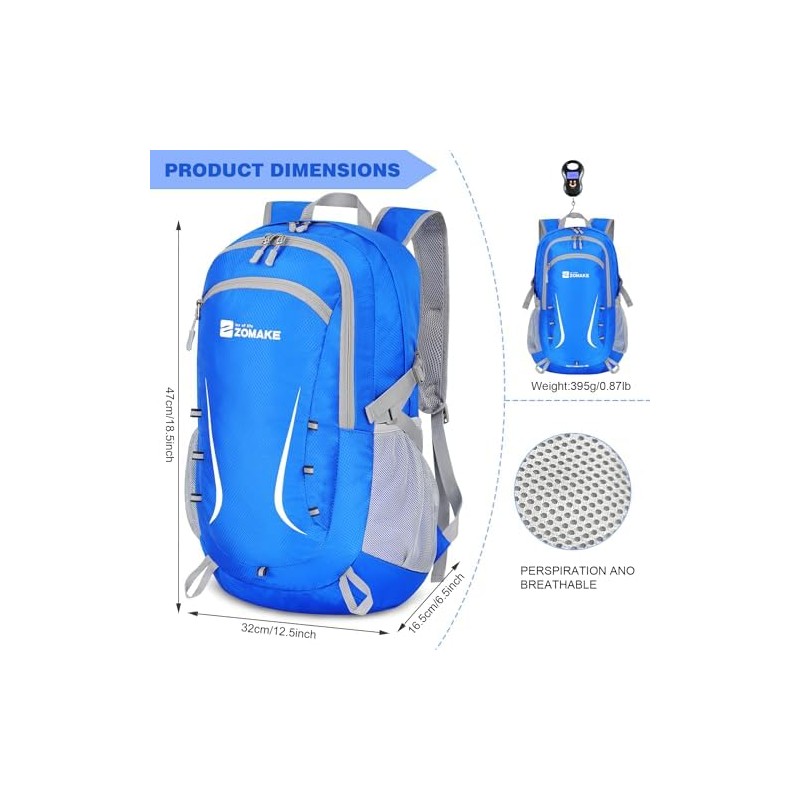 ZOMAKE Foldable Backpack 35 L, Large Lightweight Backpacks Waterproof Hiking