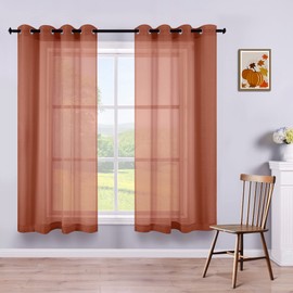 KOUFALL - Cortinas transparentes de lino sintético con ojales, 2 paneles de terracota - 52 x 45 pulgadas