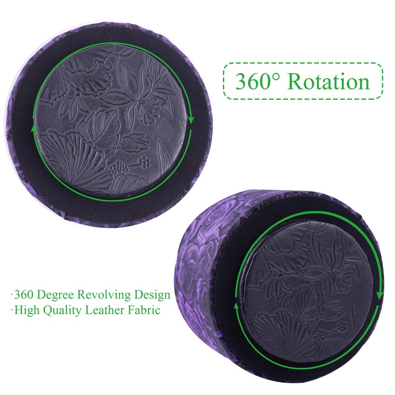 QIELIZI Round Leather Art Supply Organizer,Remote Control Holder,360 Degree Rotating,Multi-Functional