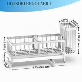 Cisily - Supporto per spugna per lavello da cucina, con porta spazzole rialzato, organizer in acciaio inossidabile antiruggine, per dispenser di sapone, accessori da cucina per l’organizzazione