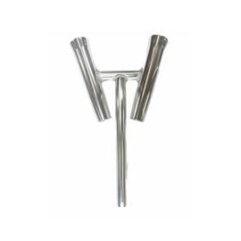 2-Way Fishing Rod Holder - 10" Flared Tulip - Dual Kite Rod Holder - Polished Aluminum