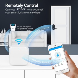 Smart Door Handle Lock with Keypad：Sifely Fingerprint Lock - Keyless Entry Door Lock for Front Door - Digital Door Lock - WiFi Door Lock with APP - Genarate Passcode Remotely (Gateway)