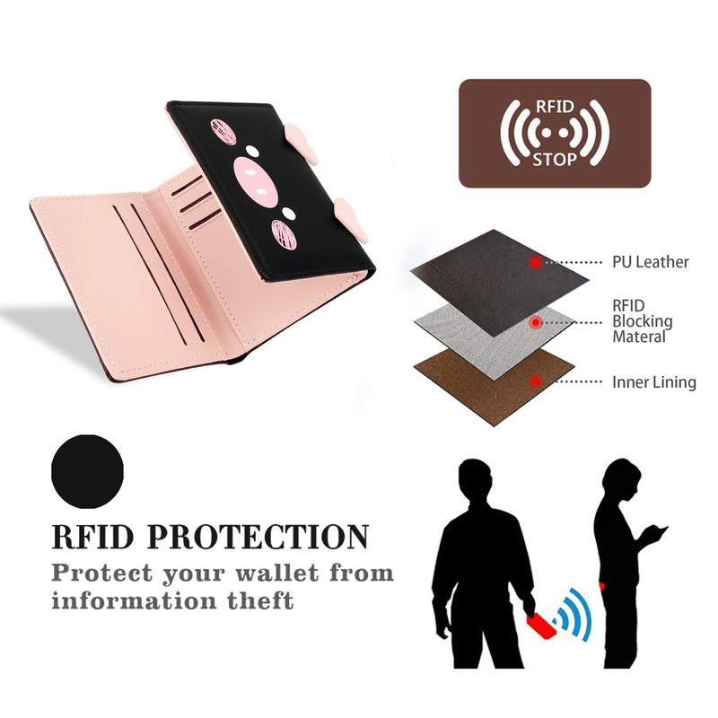 conisy Cute Slim Womens Leather Wallet,Small RFID Blocking Trifold Wallets