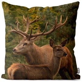 VOID Deer Forest Antlers Deer Cushion Cover Polyester Christmas Decoration Winter Outdoor Decoration Cushion Size: 50 x 50 cm