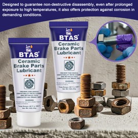 BTAS Brake Anti Seize&Squeal Synthetic Ceramic Grease 1 oz 2 Pcs,Caliper Pad Pin Parts Assembly Lubricant,High Temp Anti Seize Moisture Rust and Corrosion Resistant for Automotive