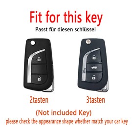 HIBEYO Car Key Case Fits Toyota Leather Protective Flip Key Cove for Toyota Aygo Yaris Citroen C1 for Peugeot 108 Remote Key Flip Key Case Key Box A2 Buttons White