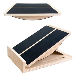 Adjustable Foot Incline Wooden Slant Board for Calf Stretching,440lb Capacity, Balance Velour Stretcher Ankle Stretch Knee Leg Boards Squats Wedge Exercise Pilates Fitness Portable (Balance Board)