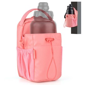 rubertyle Magnetic Gym Sling Bag with Water Bottle holder for Men or Women | 6 pound magnetic force | diameter 3.9" | Waterproof zipper | Airtag holder | Key chain | phone pounch (Pink)