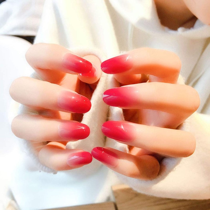 Yienate False Nails Artificial Nails for Women and Girls Round