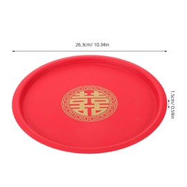 Luxshiny Chinese Wedding Serving Tray Platter Fruit Plate Round Tea Tray Plastic Candy Dishes Food Snack Storage Plate for Home Decor Wedding Centrepieces Red