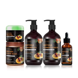 Caigaibai Batana Hair Care Set, Shampoo, Conditioner, Hair Wax, Hair Oil, Natural Treatment Set of 5