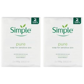 2 x Twin Packs Each Pack 2 Bars 100 GM, Pure & Gentle Soap Bar for sensitive - Natural Cleansing for Soft and Healthy Skin (Total 4-Bars)