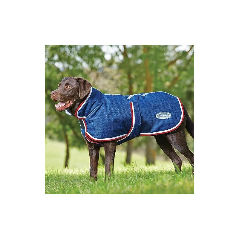 WeatherBeeta ComFiTec Parka 1200D Deluxe Dog Coat, Navy/Red/White, 25cm