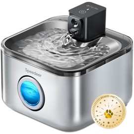 Speedeer Wireless Cat Water Fountain Stainless Steel, 135oz/4L Pet Fountain Battery Operated, Cordless Running Water Dispenser for Cats & Dogs with Motion Sensor, Ultra Quiet, Multi-Filtration