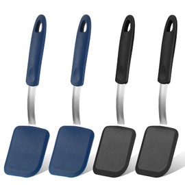 Gejoy 4 Pcs Silicone Cookie Spatula Turner Mini Brownie Spatula Flexible Silicone Spatulas Nonstick Cookware Heat Resistant No Scratch Flipper Baking Utensils for Egg Pancake (Blue, Gray)