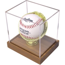 Gold Glove Baseball Display Case Holder by Display Zone – Clear Homerun Cube Keepsake Box for Signed, Autograph, and Game Balls