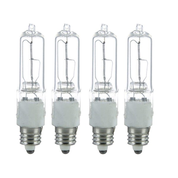 Sterl Lighting - Pack of 4 T4 Pendant Light Halogen Bulbs, 75 Watts, 120 Volts, E11 Mini Candelabra Base, 2700K, 1000 Lumens
