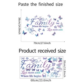 Family Sticker English Slogan Butterfly Wall Sticker Bedroom Living Room Entrance Decor Removable Wallpaper Stylish DIY Room Decor