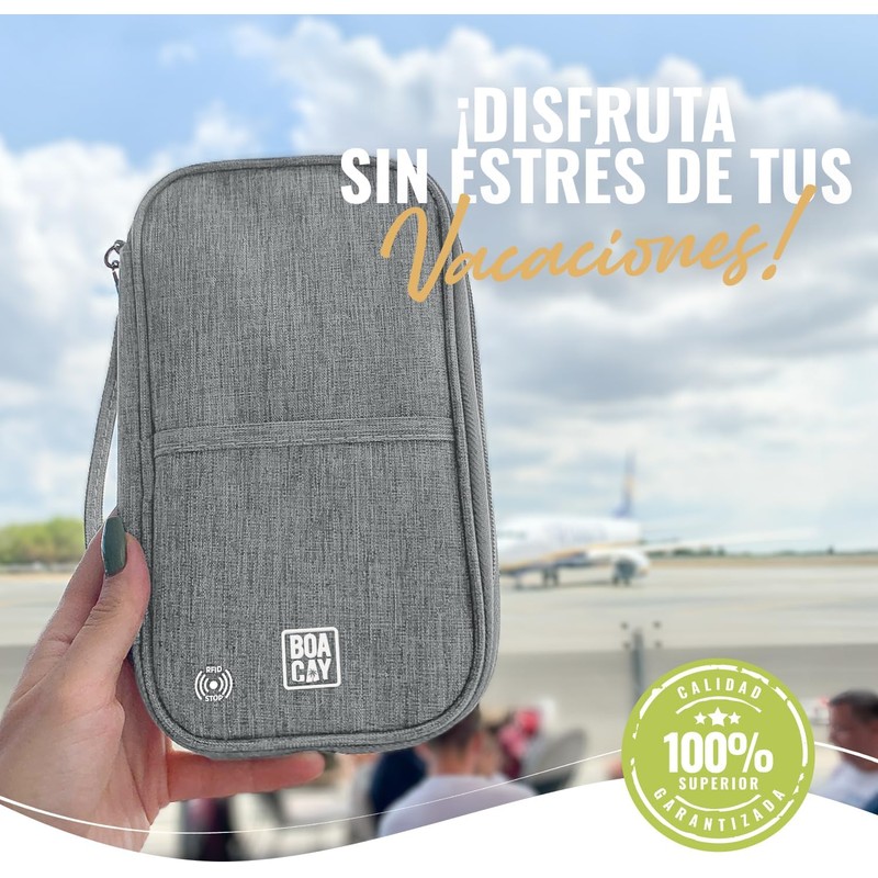 BOACAY Portadocumentos de Viaje Familiar con RFID, Cartera de Mujer