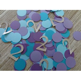 Silver Glitter Mermaid Confetti Under the Sea - 1 inch circles (Set of 250 Circles and 50 Silver Number 2's)