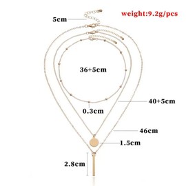 Qimily Dainty Layered Chain Necklace, Handmade 14K Gold Plated Pendant Necklace Multilayer Necklace Adjustable Layering Choker Necklaces for Women