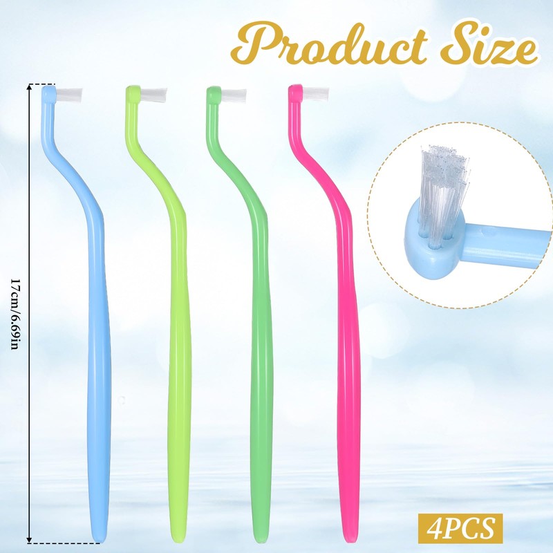 4 PCS Orthodontic Toothbrush, End Tuft Toothbrush Mini Compact Interspace