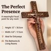 Woodvio - Handmade Wooden Wall Cross, Hand Carved Surface, Catholic