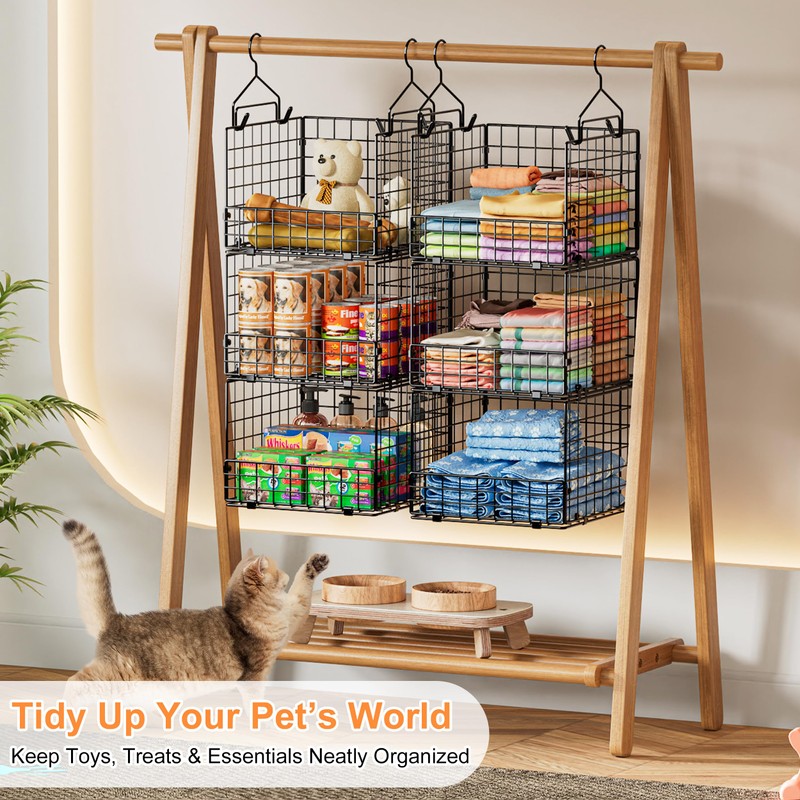 Sonyabecca 3-Tier Hanging Closet Organizer, Foldable Cabinet Wire Storage Basket
