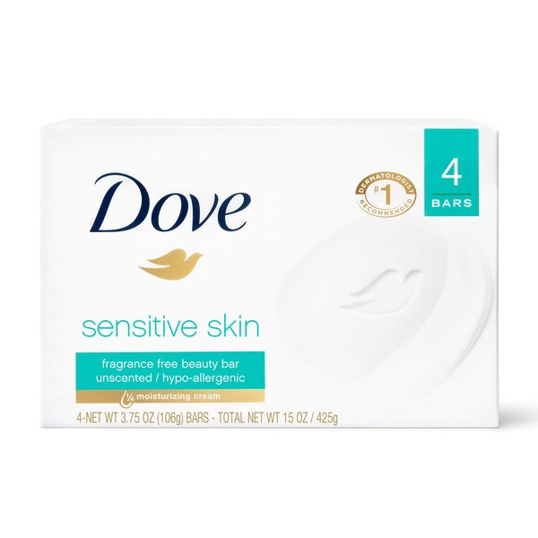 Dove Beauty Bar, Sensitive Skin 4 Ounce (Pack of 4)